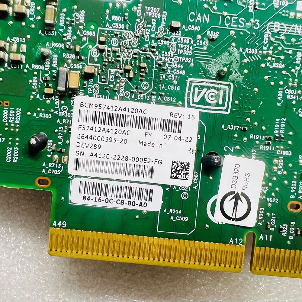 

Оригинальный двухпортовый сетевой адаптер Broadcom BCM57412 PCIe Ten Gigabit NIC BCM957412A