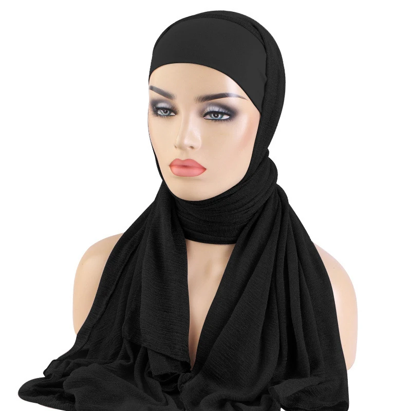 

Hijab Femme Musulman Instant Hijab with Undercap Jesery Hijab Fashion Solid Color Head Wraps Under Scarf Caps Muslim Bandage