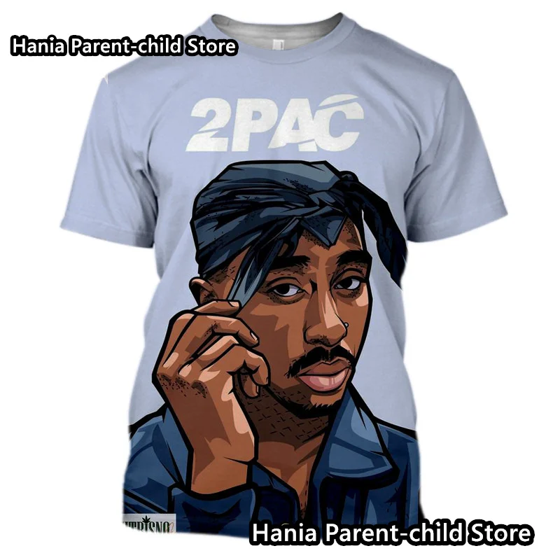 Rap star Drake 2PAC Painted Kids And Men Summer Short Sleeve t shirt Crewneck Oversized Rapper 3D Prited Hip-Hop Boys T shirts