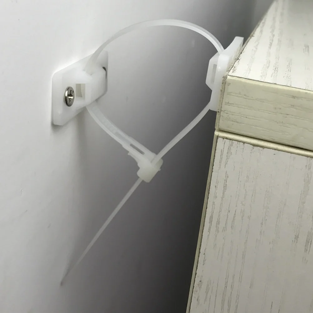 

10Set Furniture Anti Tip Kit Plastic Buckle Anchors Baby Proofing Cabinet Drawer Safety Straps Against Toppling