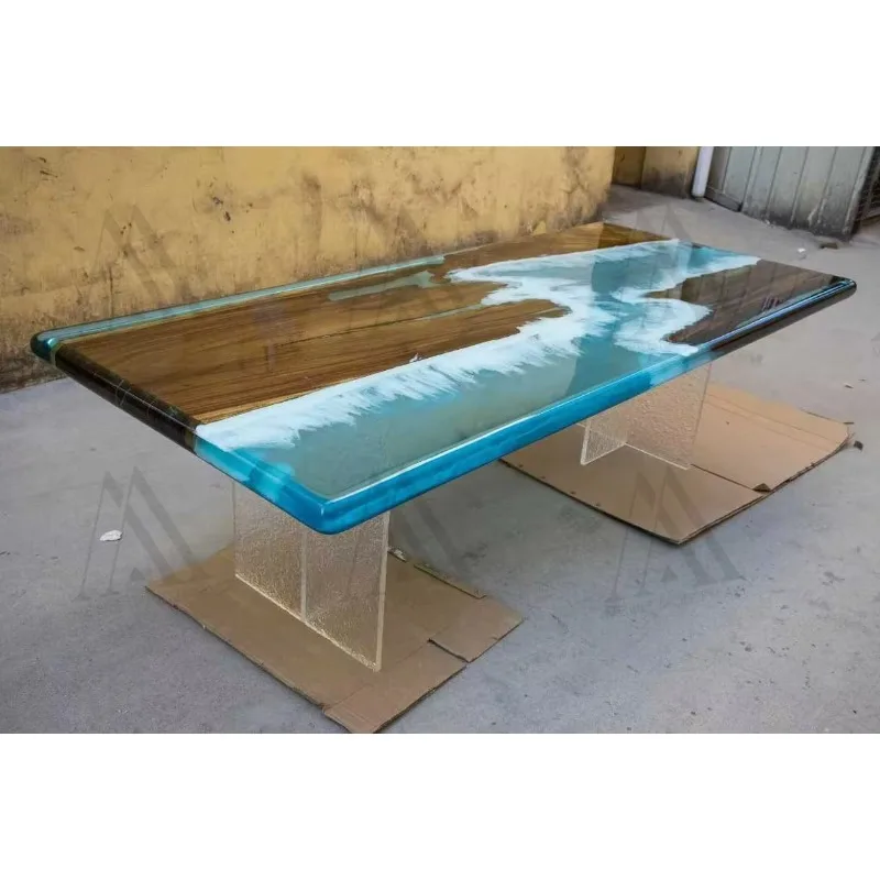 Modern Art Furniture Parts Cafe Hotel Luxury Epoxy River Dining Table Home Furnishing