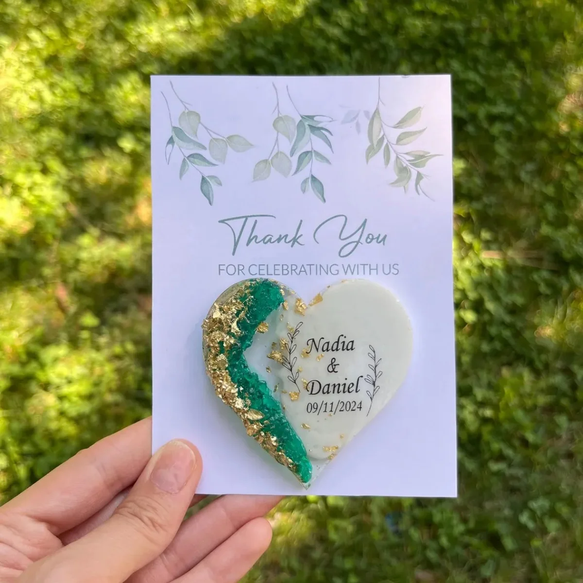 Epoxy Magnet with Card,Thank you favors,Magnet,Personalized Magnet Favor for Guest,Rustic Bridal Shower Favors, Baby Shower Favo