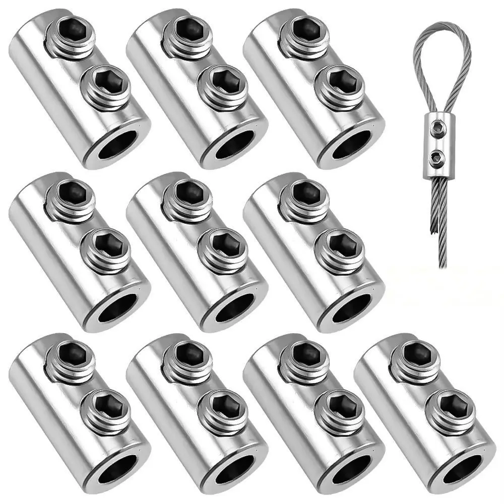 10PCS 1/2mm Steel Wire Rope Cable Clamp Metal Copper Clips Stainless Steel Sling Tools Fastening Accessories