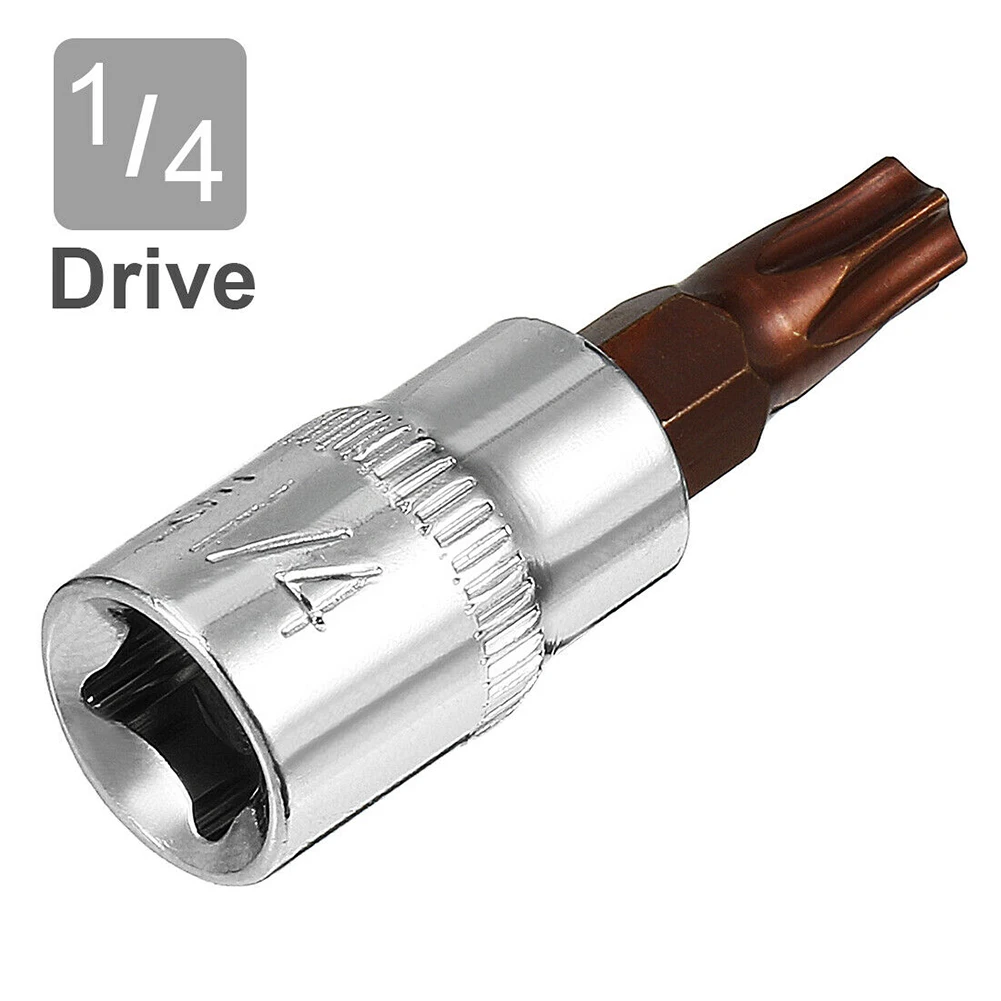 Square Drive Bit Socket 1/4 Inch 2pcs 38mm Adapter Fit 3/8-inch drive ratchet Repair Tool Short Reach Practical