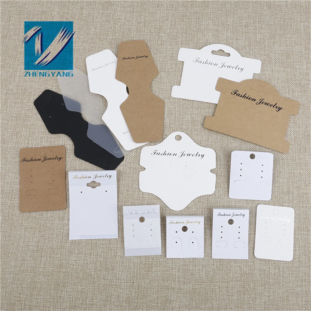 Custom Logo Kraft Paper Jewelry Display Tag Custom Printed  Necklace Earrings Cards Bracelet Ring Organizer Jewelry Accessories