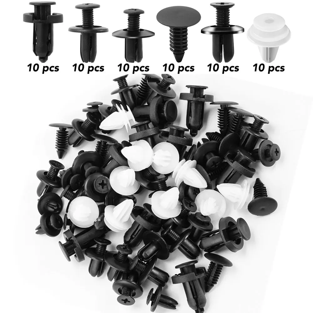 

60pcs Auto Fastener Clip Mixed Car Body Push Retainer Pins Rivet for Renault Megane 2 Clio Duster Fluence Captur Logan Kadjar