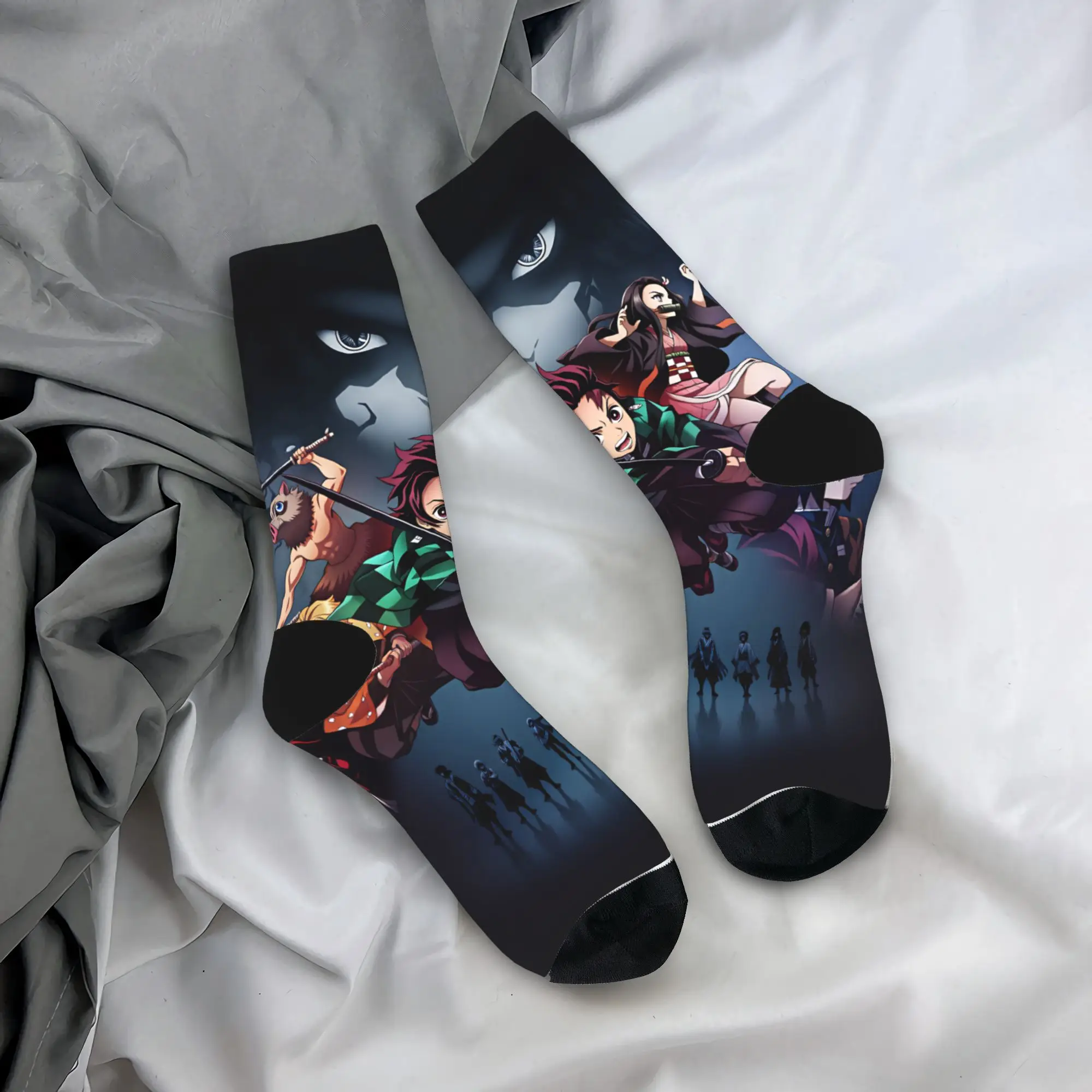 Demon Slayered Characters Stockings  Graphic Gothic Socks Autumn Non Slip Socks Men's Outdoor Sports Quality Socks