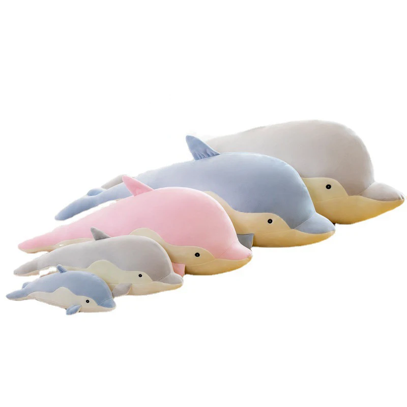 Children's Toy Large Dolphin Doll Cute Soft-Bodied Marine Animal Plush Whale Throw Pillow Birthday Gift