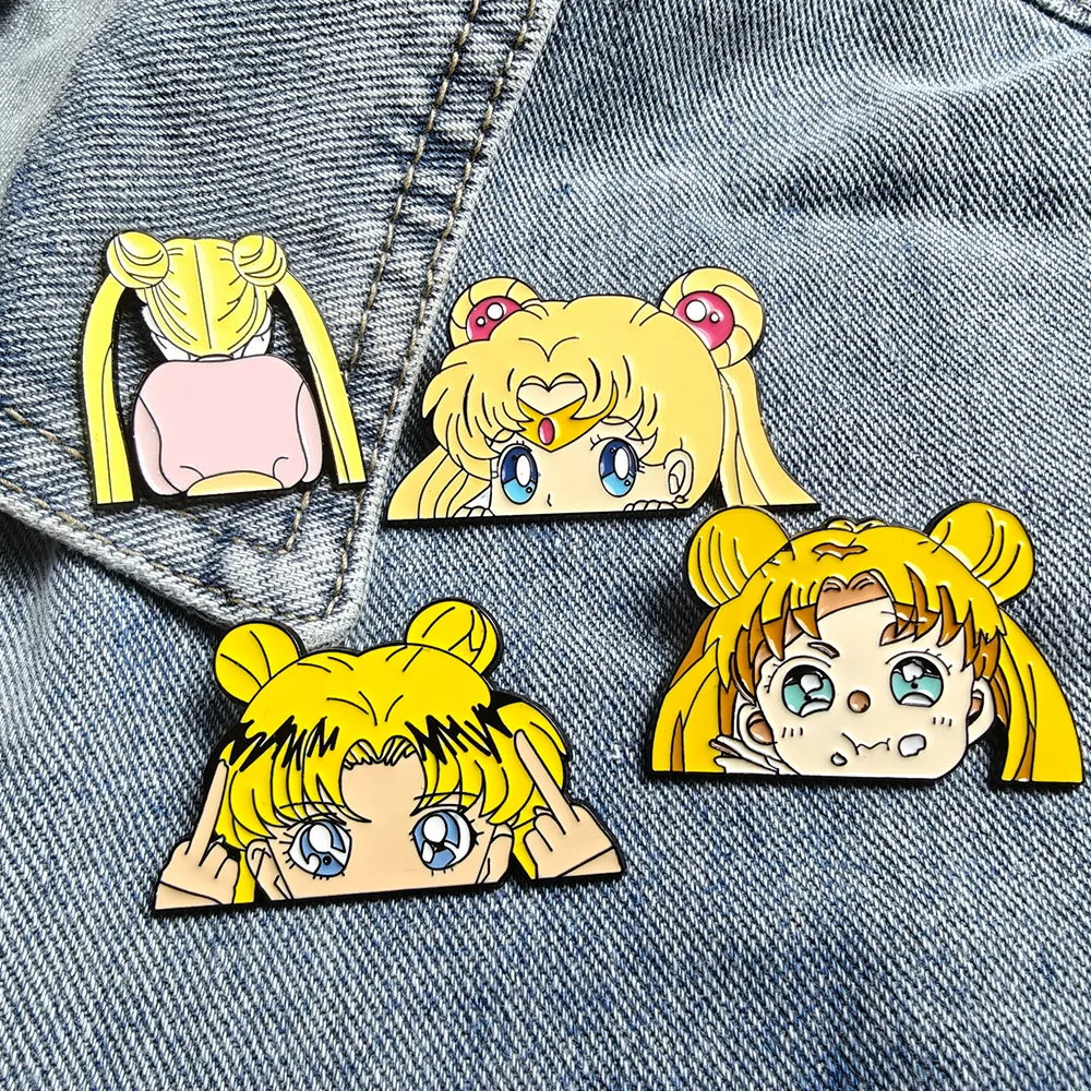 لطيف بحار القمر المينا دبوس Usagi Tsukino بروش التلبيب شارة بدبابيس على ظهره الملابس والاكسسوارات أنيمي مجوهرات هدايا عيد الميلاد #4