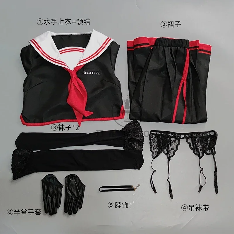 Blue Archive Hanekawa Hasumi Cosplay Costume Halloween Game Outfits Anime Women JK Uniform Black Red Dress School Uniform