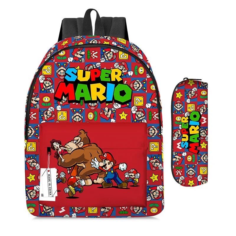 2 pz-set nuovo zaino Super Mario Mario borsa a tracolla Mario scuola elementare e media borsa scuola astuccio cartone animato