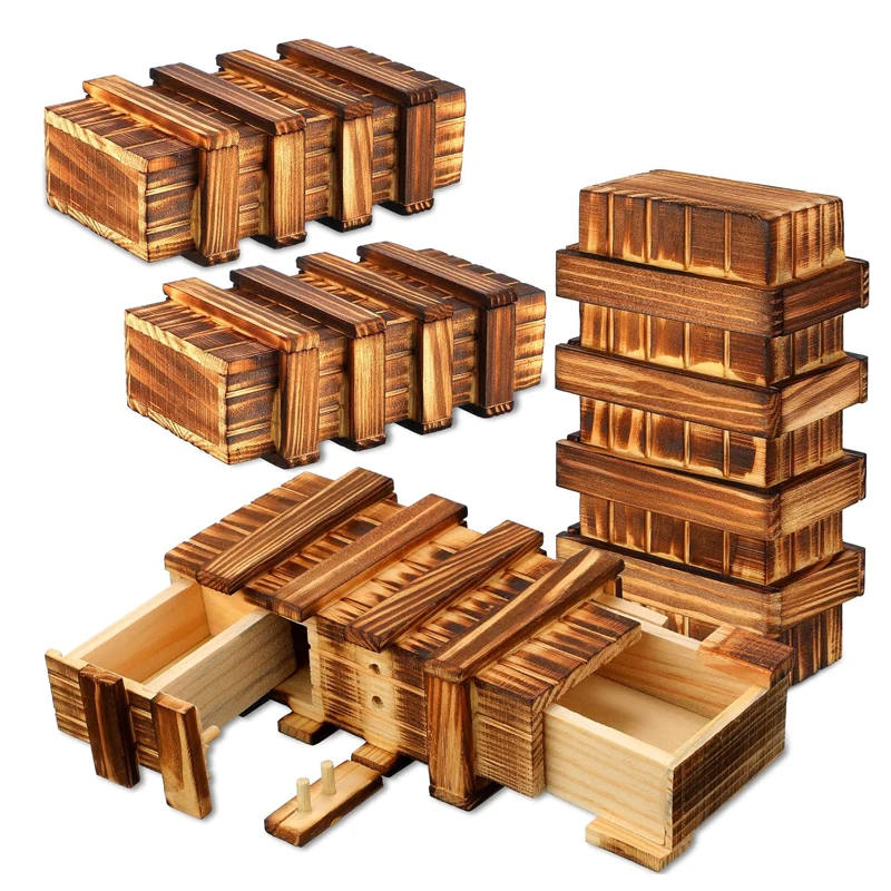 Scatole puzzle da 4 pezzi con scomparti nascosti e cassetti segreti Rompicapo in legno 3D per adulti e bambini Regali unici