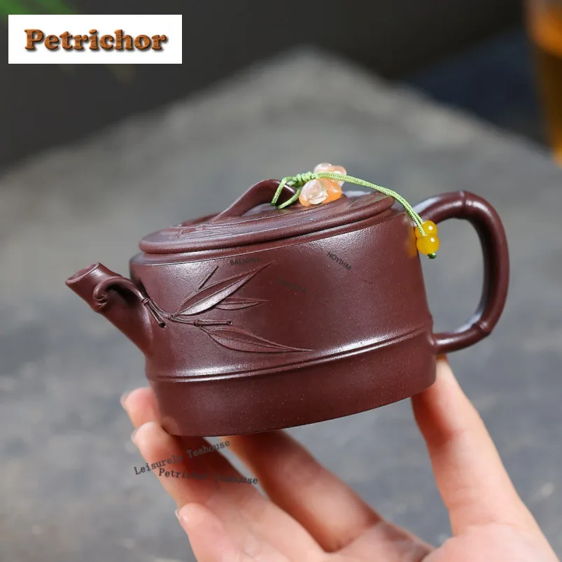 160ml Retro Yixing Purple Clay Teapots Handmade Large Caliber Pot Raw Ore Purple Mud Kettle Chinese Zisha Tea Set Drinkware