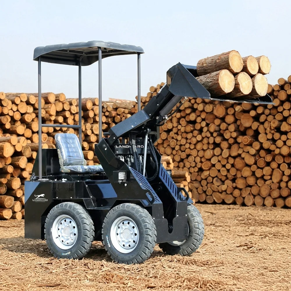 Cargadora compacta personalizada de 24 HP con ruedas/ortopatines, cargadora hidráulica portátil para uso doméstico, cargadora frontal, minicargadora de 900 kg