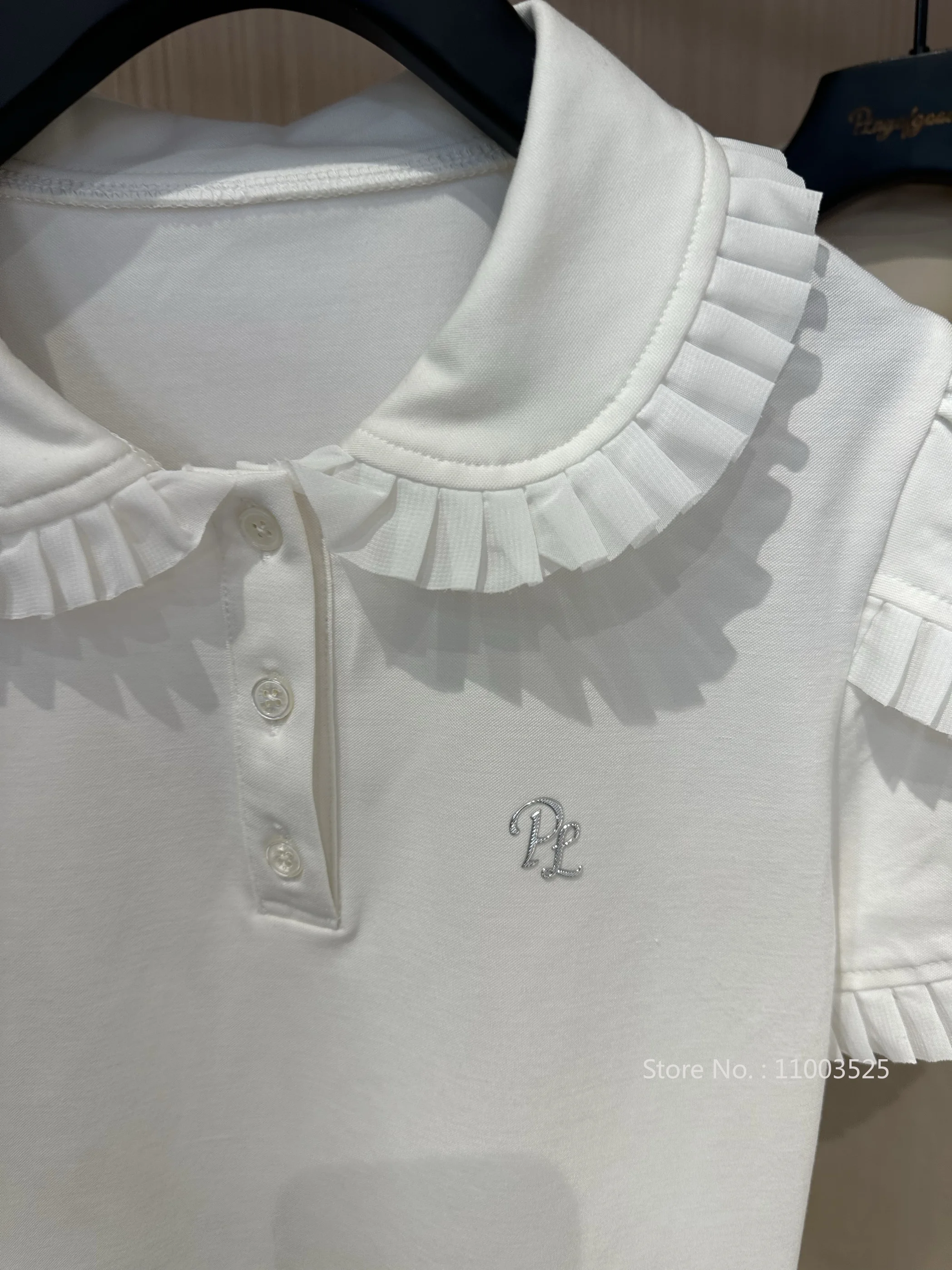 2025 Golf Clothing Shirt Women Korean Elegant Short Sleeve Shirts Slim Quick Dry Tops Ruffle Pleated Tennis Jerseys Golf Wear
