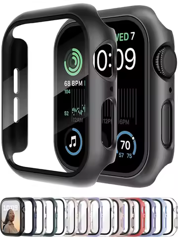 Glass+Cover For Apple Watch case 9 8 7 6 SE 5 iWatch Accessorie Screen Protector Apple watch serie 44mm 40mm 41mm 45mm 42mm 38mm