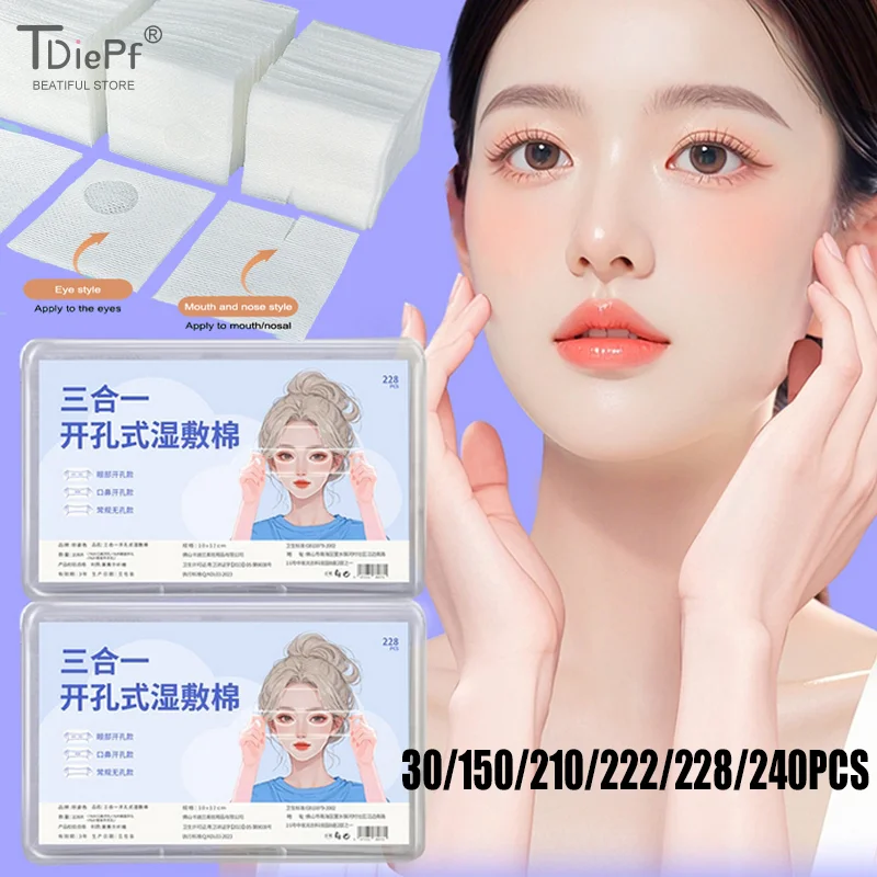 Almohadilla de algodón 3 en 1 compresa húmeda, máscara estirable, vendaje de papel, limpieza y sanitaria, tatuaje de belleza fino, herramientas de maquillaje permanente