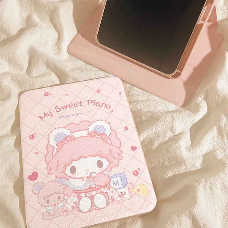 

Kawaii Melody Ipad Case for Pro Air 11in Rotating Case 2025 A16 11th 10th 9th 10.2in Air4 10.9in Acrylic Cover Mini6 Tablet Case