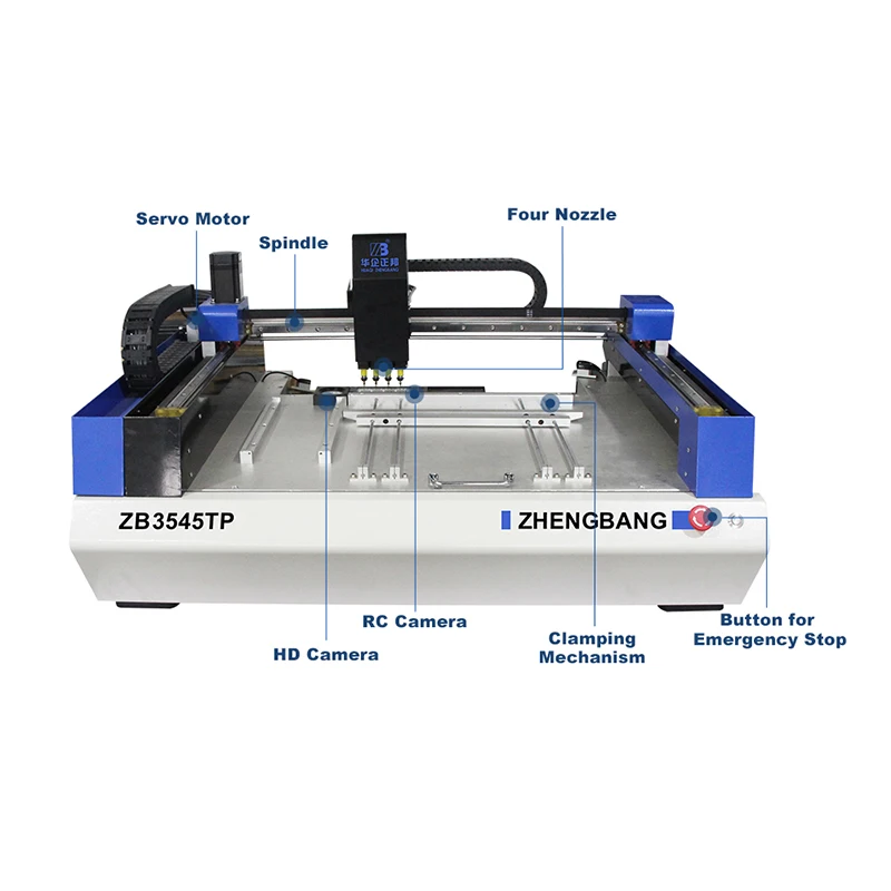 ZHENGBANG High Precision Small Smt Assemble Machine 4 Heads Pcb Making Machines Desktop Fully Automatic Pick and Place Machine