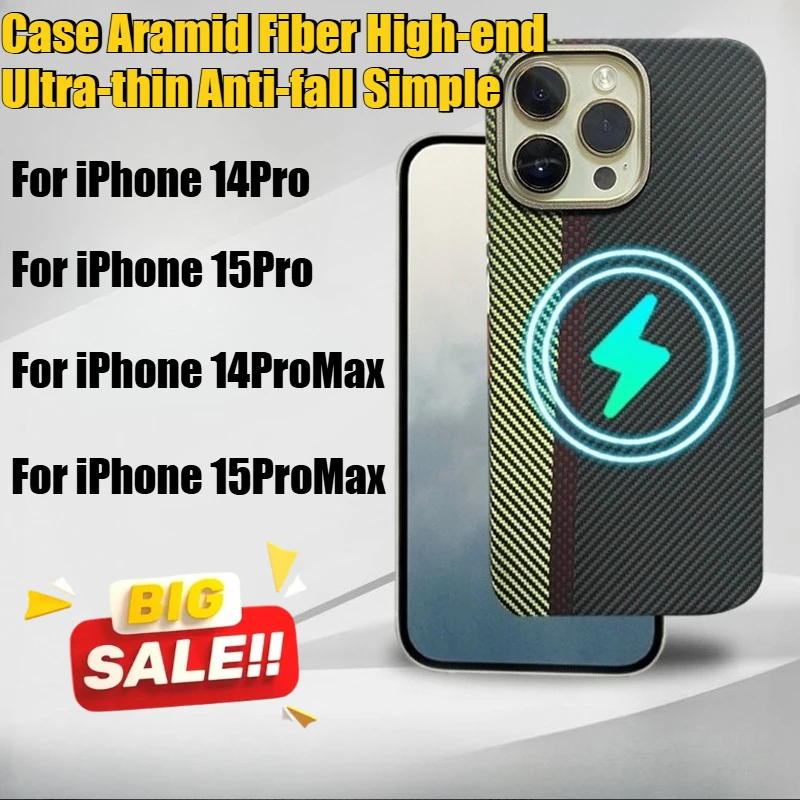 Para iPhone14Pro 14 Promax funda de teléfono móvil para IPhone 15Pro 15ProMax funda de fibra de aramida de gama alta ultrafina anticaída Simple