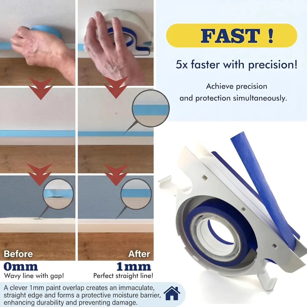 

Portable Painter Tape Applicator Safe Masking Tape Dispenser with Scraper for Window Door Frame Decoration