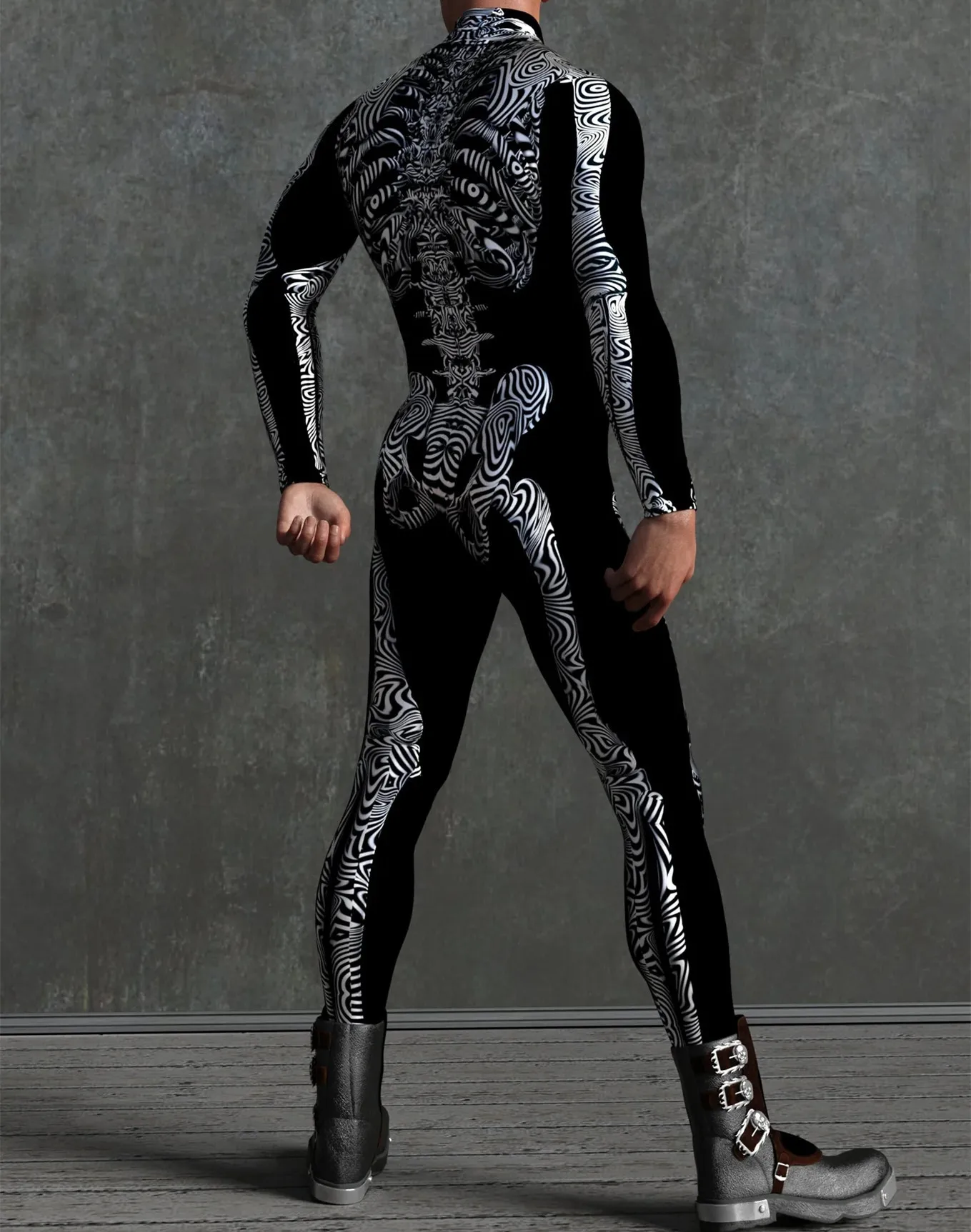 Halloween Skinny Damen Bedruckter Bunter Totenkopf Cosplay Jumpsuit Cyberpunk Zentai Anzug Karnevalsparty Aerial Performance Bodysuits – Detail 20