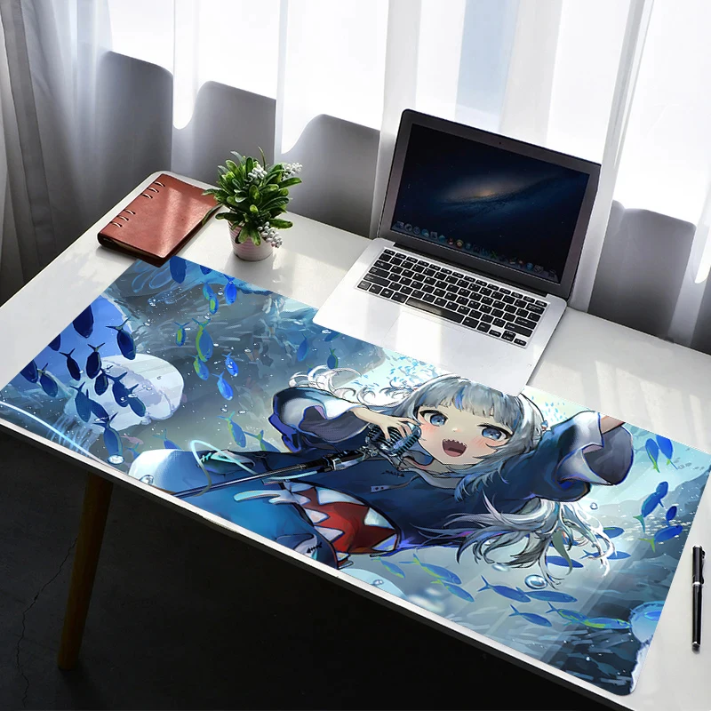 Mouse Pad Laptop Rubber Extended Desktop Mat Computer Gamer Mousepad Hololive Gawr Gura PC Gaming Accessories Keyboard Pad
