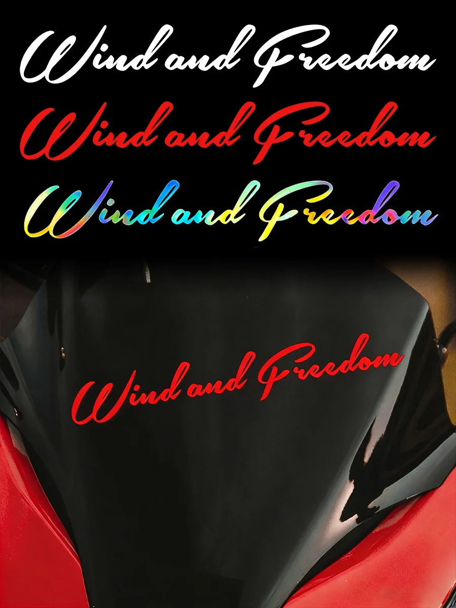 AliExpress NONE 2PCS Wind and Freedom Text Reflective Motorcycle Stickers Moto Bike Scooter Body Windshield Fuel Tank Vinyl Accessories Decals