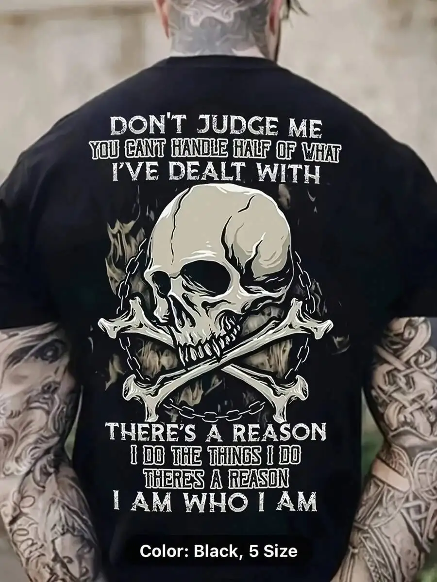 Men Graphic T-Shirt Black With White Gothic Font Lightweight Summer Tee Concerts Parties Breathable Round Neck Shirt For 100%