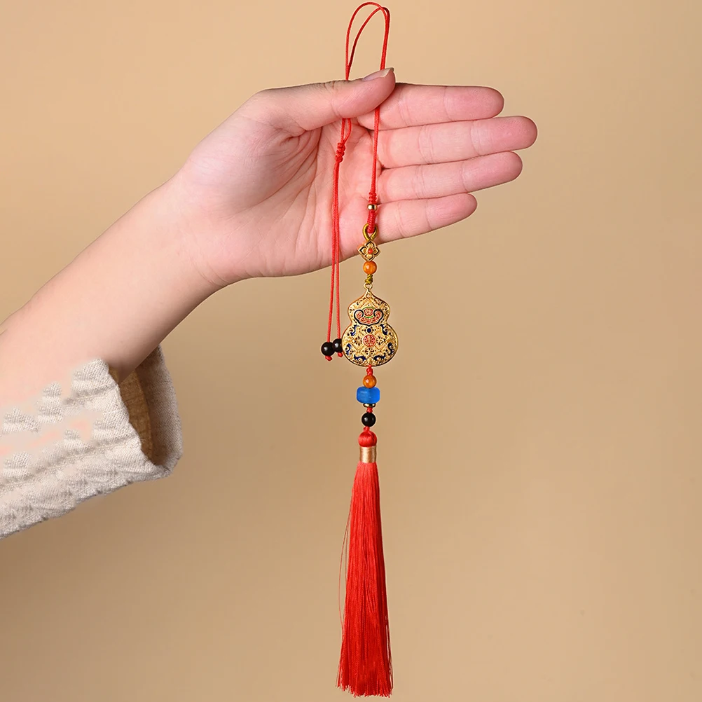 

Gourd Amulet Rearview Mirror Decor Protective Pendant Hanging Vintage Accessories Delicate Ornament Stylish Practical Long