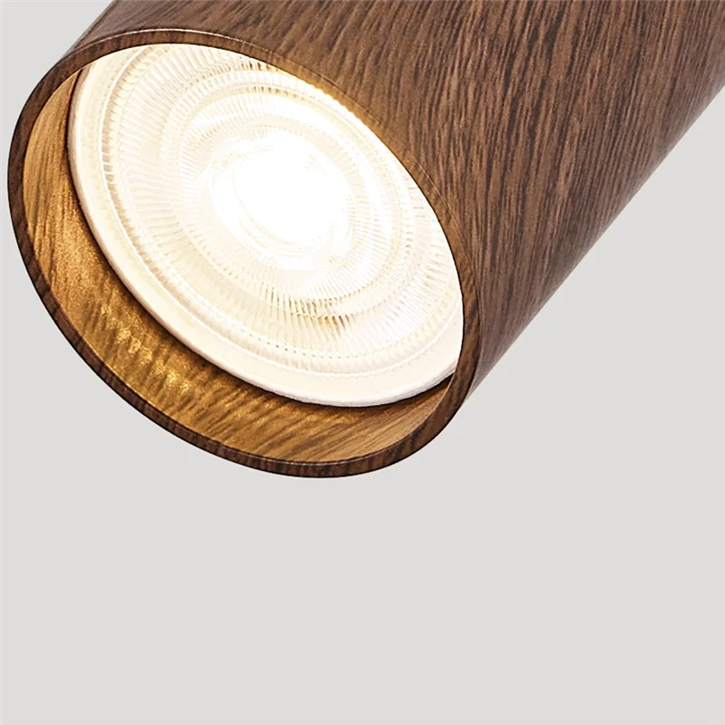ABKP-Small Ceiling Lamp Led Spot Light Adjustable Angle Mounted Spotlights Walnut Finish Aluminum Material