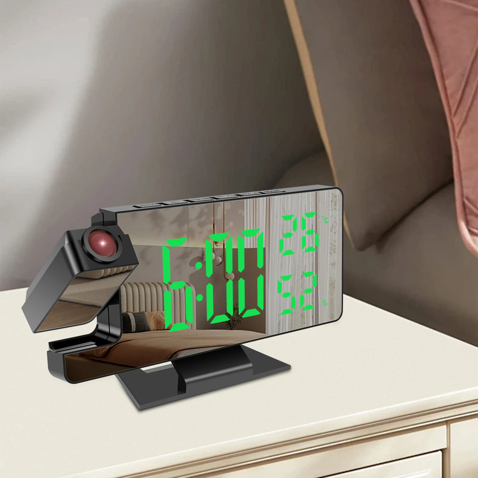 Digital Alarm 180° Rotate Projector Clock Dimmable Digital Alarm Clocks with Snooze Home Office Dorm 12/24H Projector LED Clock