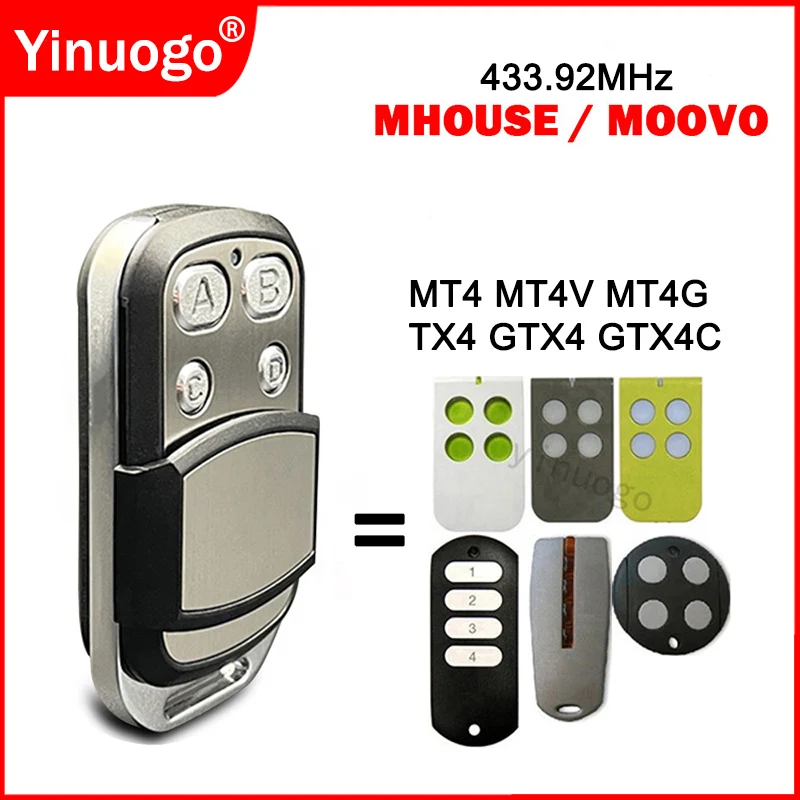 NEW MHOUSE TX4 GTX4 GTX4C Remote Control MOOVO MT4 MT4V MT4G Garage Door Remote Control 433.92MHz Barrier Gate Control Command