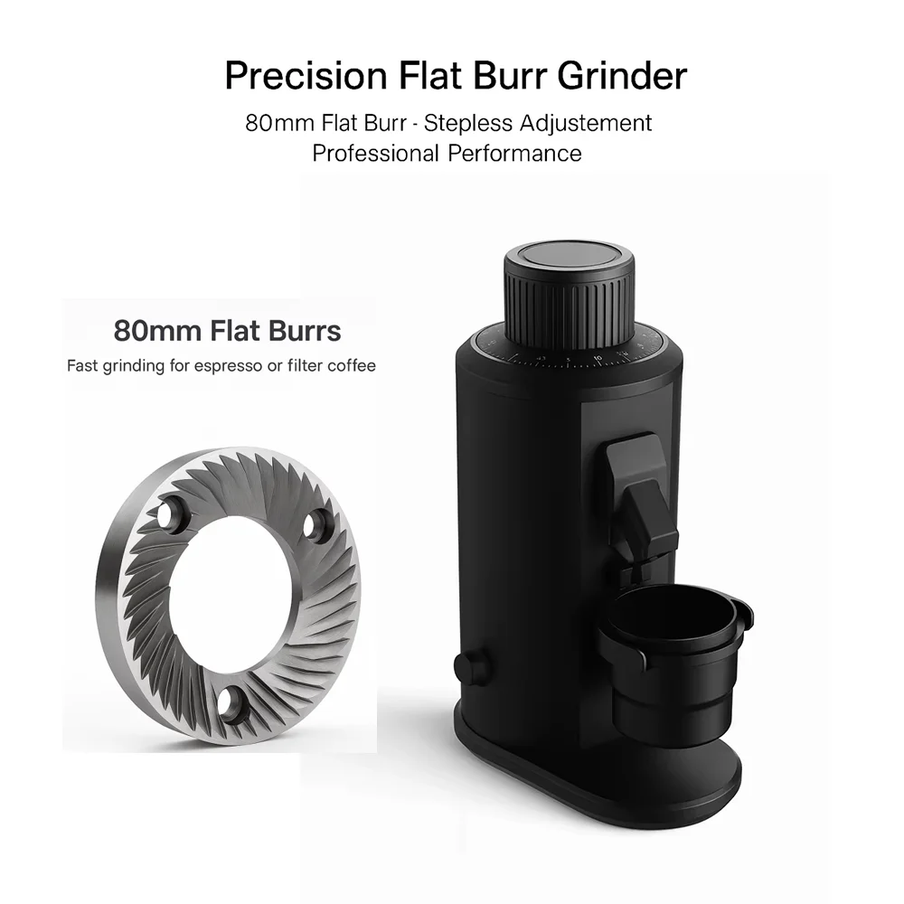 

CAFOVO G180F Single-dose Coffee Grinder 80mm Flat Burrs 550W Brushless Motor Plasma Anti-Static Adjustable Speed Coffee Miller