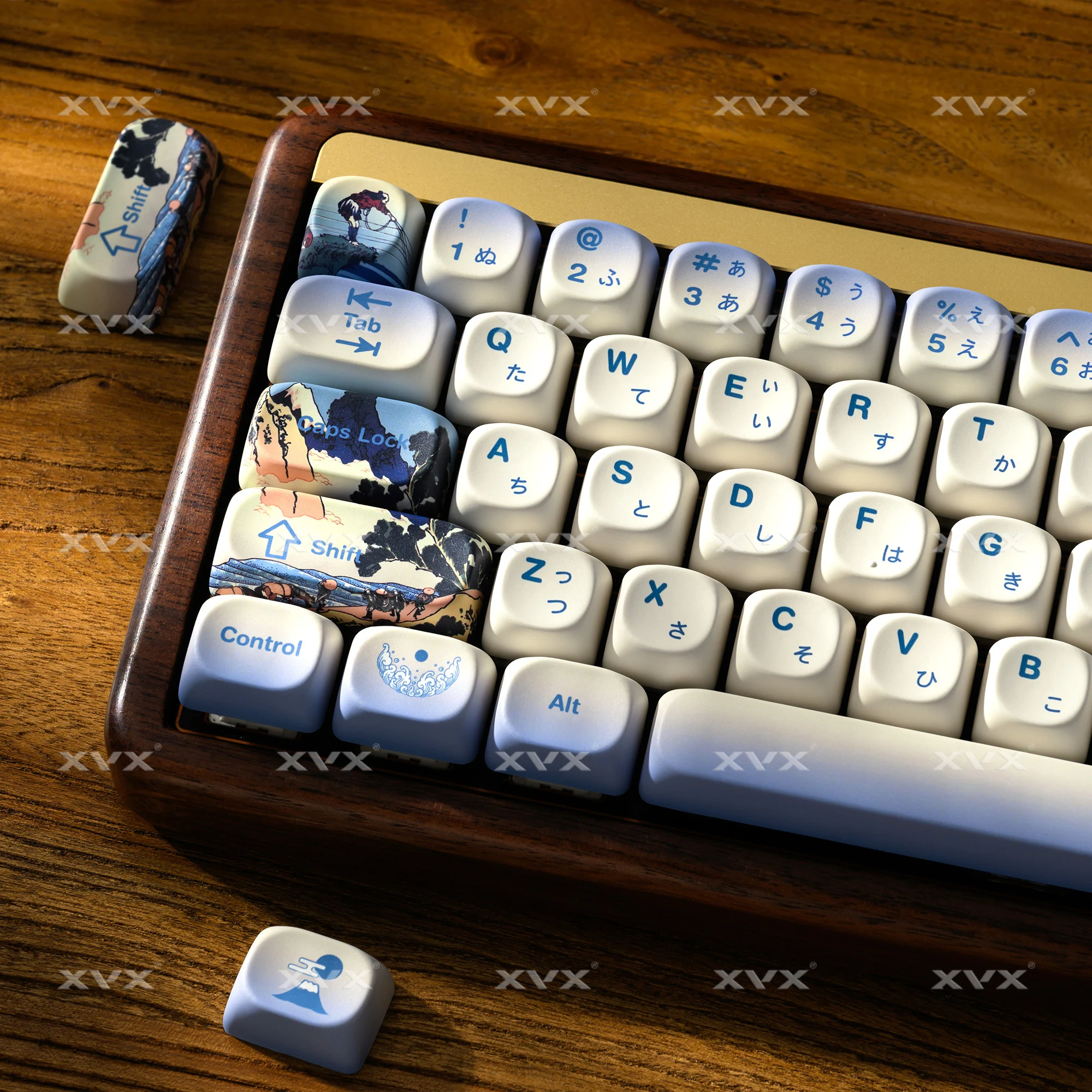 QBYI Gradient MOA Keycaps with Japanese Character Dye Sub Key Cap for Cherry MX 60068/75/87/100 Keyboard