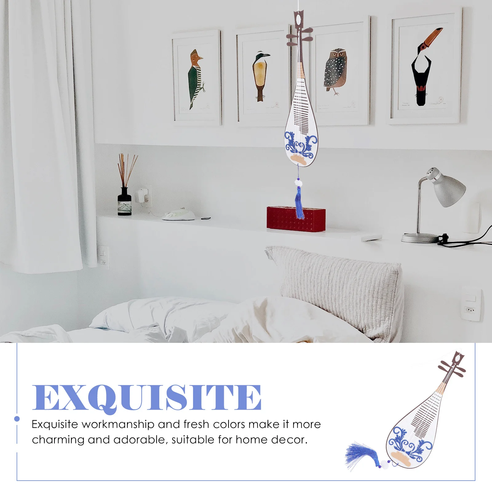 

Exquisite Instrument Hanging Decoration Pipa Guzheng Style for Home Nursery Party Festival Wall Art Hanging Ornament