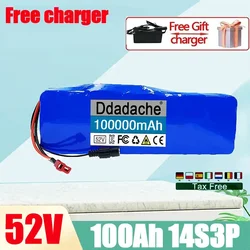 52V 14S3P 100Ah 100000mAh 18650 1000W Lithium Battery Pack Suitable for Balance Cars, Electric Scooters, Tricycles with Charger