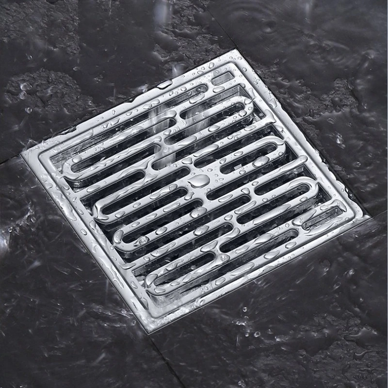 Toilet stainless steel floor drain 10cm square, bathroom deodorant and anti-overflow floor drain