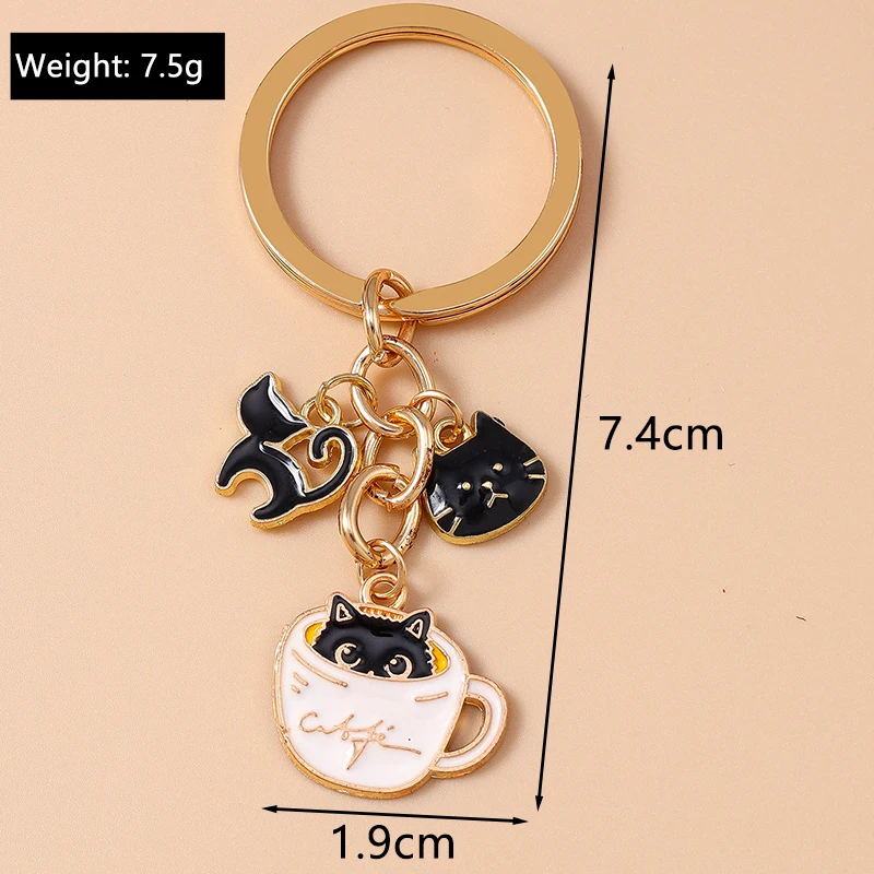 Niedlicher Emaille-Katzen-Schlüsselanhänger, Cartoon-Tier-Schlüsselanhänger, Anhänger für Frauen und Mädchen, Handtasche, Dekor, DIY, handgefertigter Schmuck, Geschenkzubehör – Detail 7