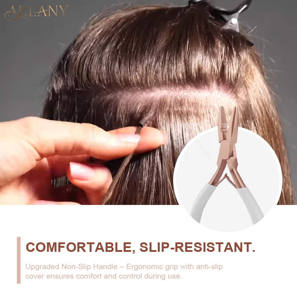 ARLANY كماشة تمديد الشعر للخرز الصغير مع مقبض مضاد للانزلاق ملحقات لحمة الشعر بهرج ميكرولينكس الخرز أقرب كماشة