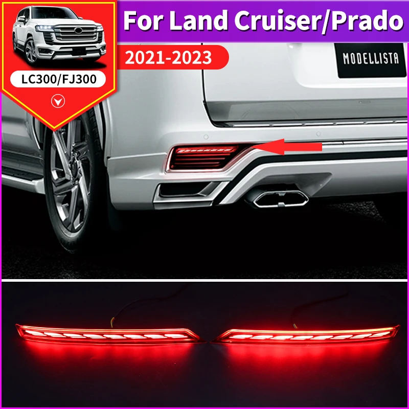 For 2021-2025 Toyota Land Cruiser 300 Rear Fog Lamp Modification Lc300 J300 ZX VRX Bumper Light LED Dynamic Light Accessories