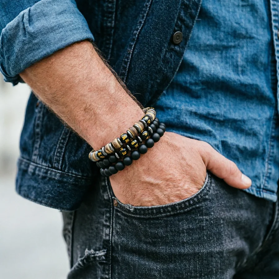 3Pcs Wooden Bracelet For Men Positive Energy Meditation Yoga Healing Strand Braslet Perfect Gift For Him Cool Riding Accessories