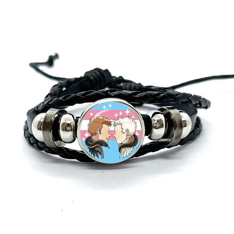 Good omens Leather Bracelets Angel Colourful contexts Funny Multilayer Braided Bracelets Bangles Handmade Jewelry Gifts