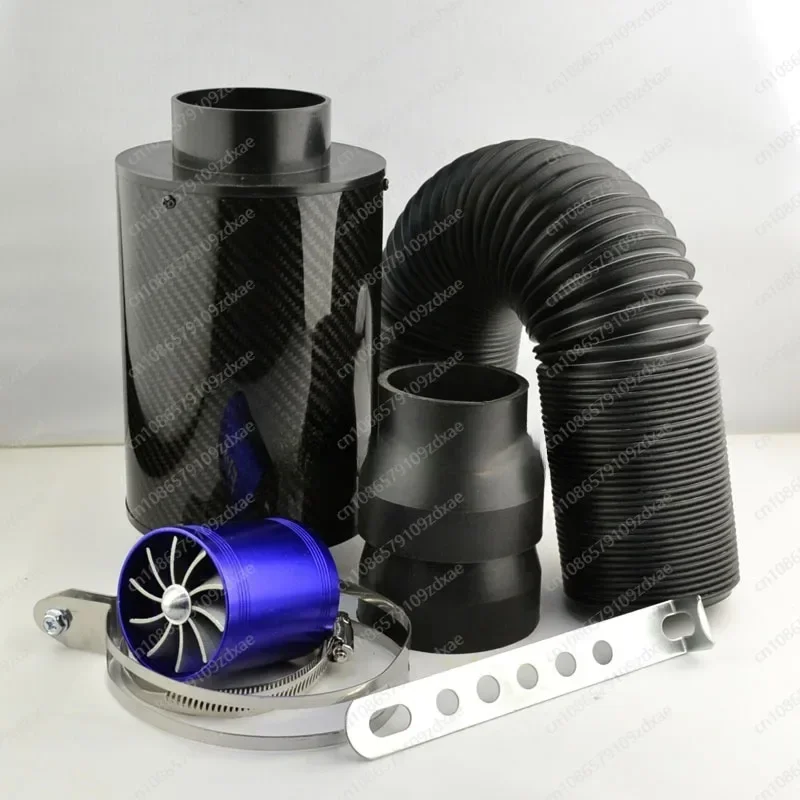 PQY - air Intake With Fan Universal Racing Carbon Fiber Cold Feed Induction Kit Air Intake Kit Air Filter Box / OR WITHOUIT FAN