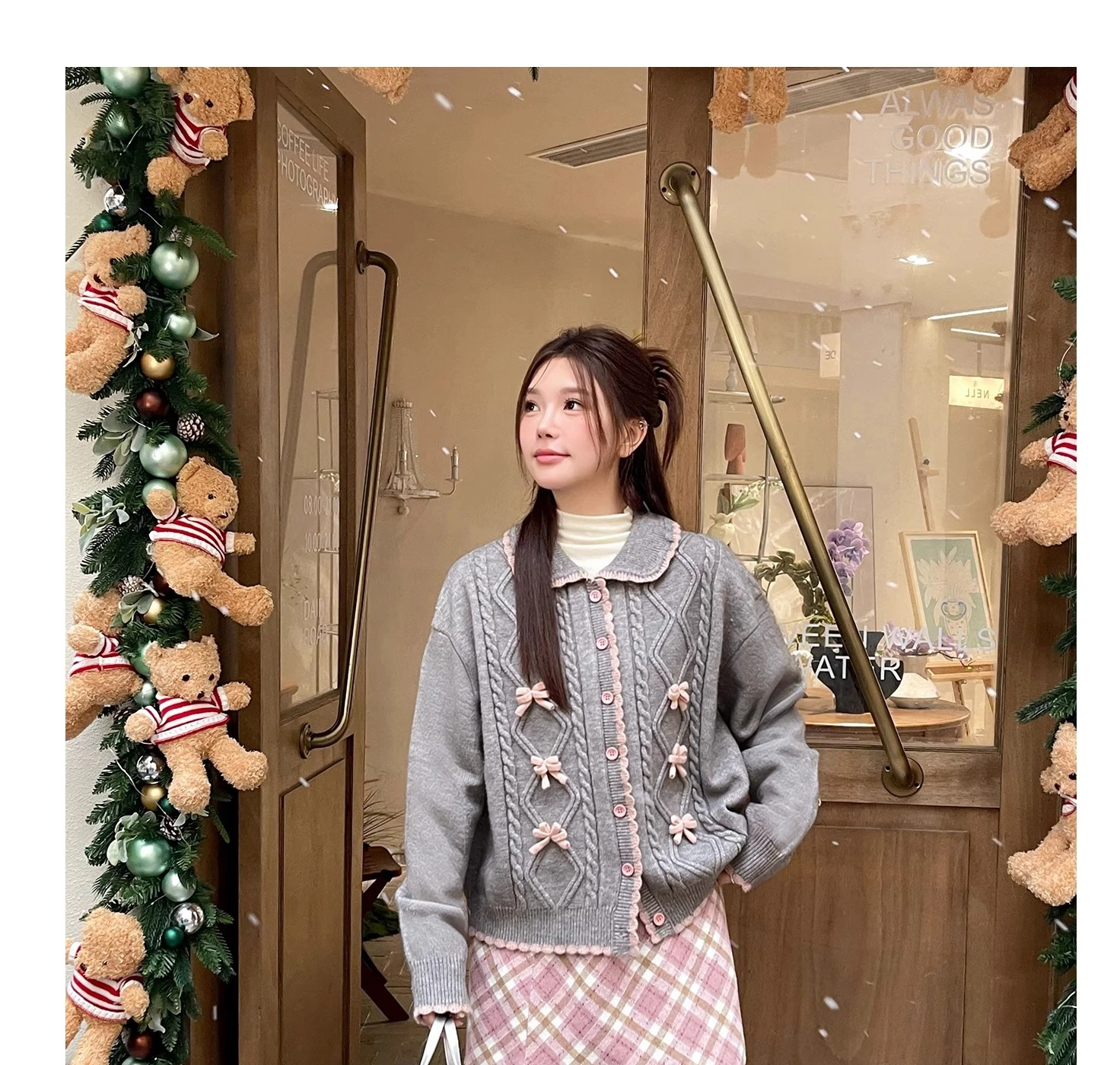 Picture 5: Autumn Winter Large Size Sweet Peter Pan Collar Girl Age-reducing Sweater Korean Long Sleeve Bow Simple Versatile Knitted Top
