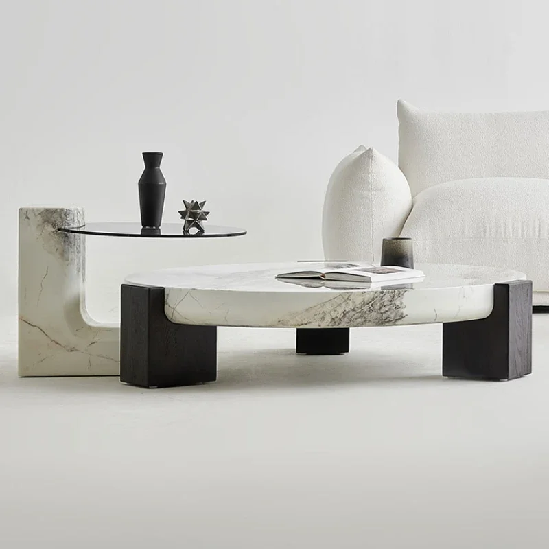 

Nordic Living Room Coffee Table Luxury Tray Modern Natural Marble Side Tables Round Sets Premium Stolik Kawowy Furniture