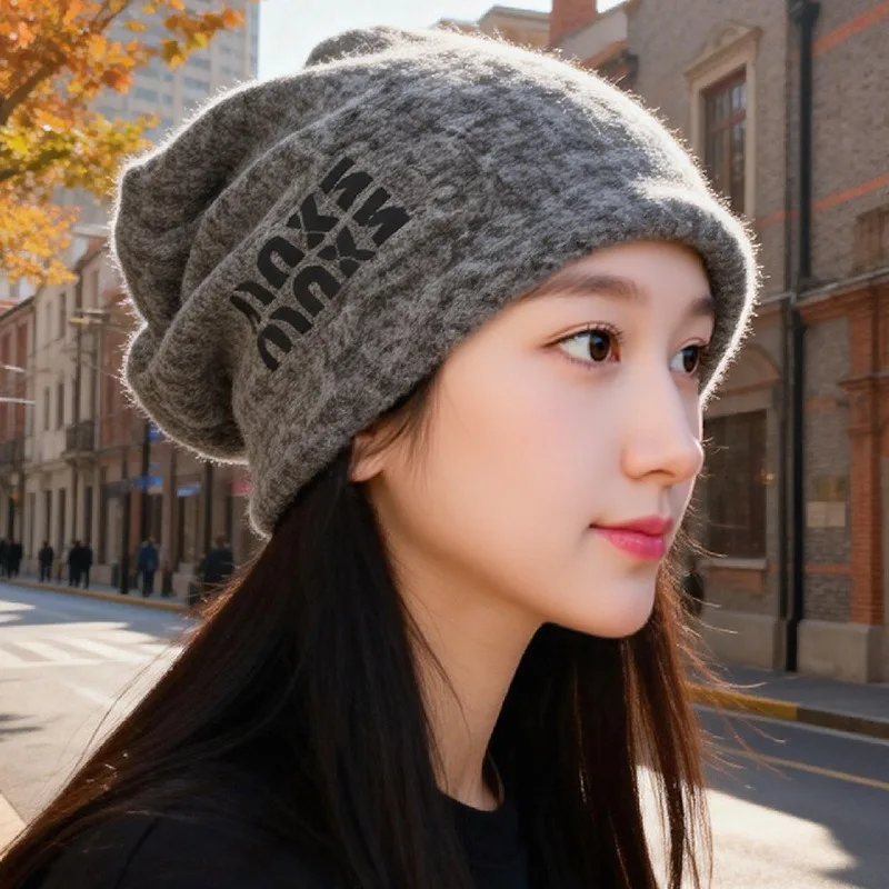 Premium Korean Style Big Head Circumference Soft Lazy Warm Winter Knitted Hat for Kids with Ear Flap Windproof Thickened Beanie