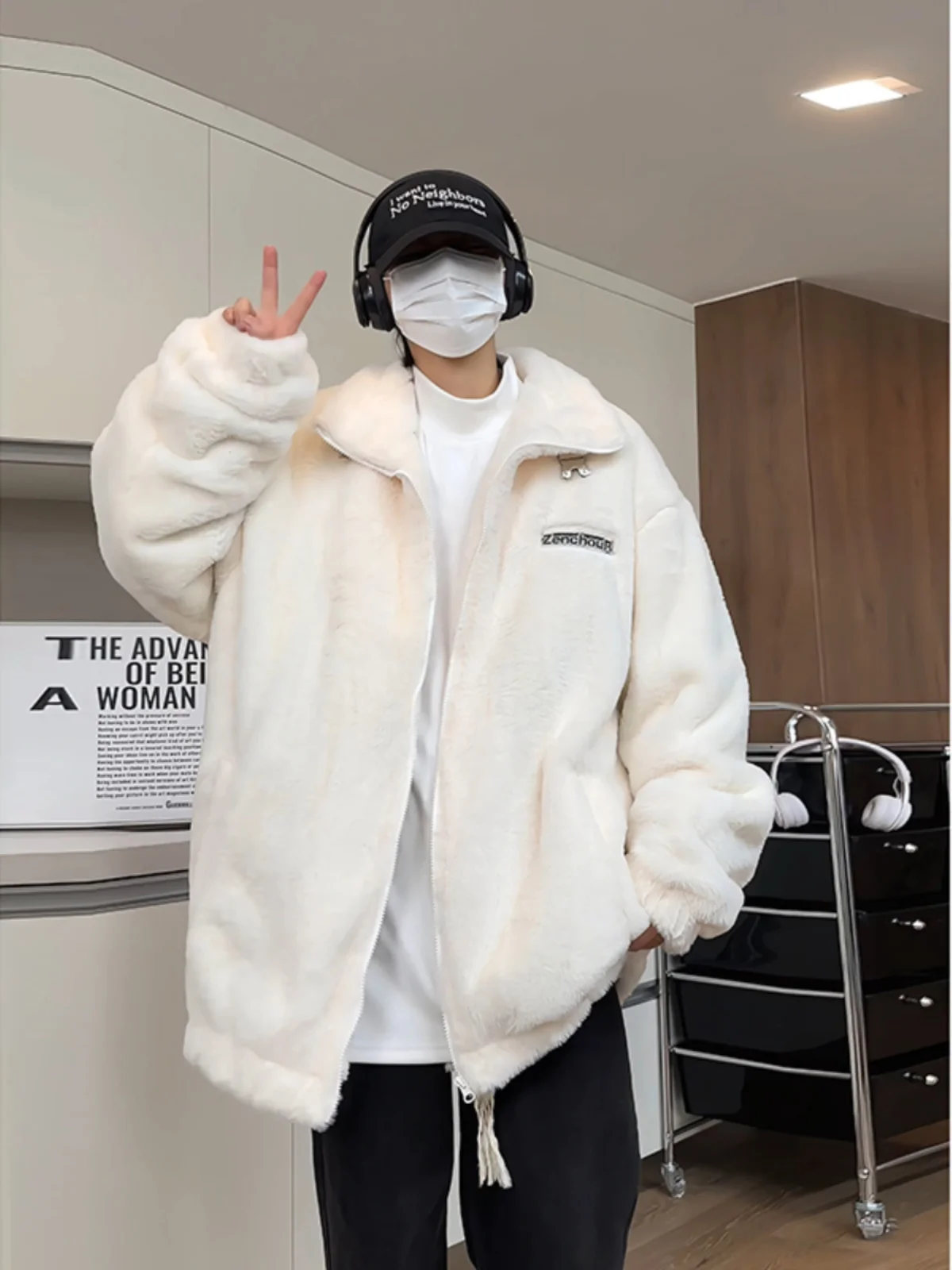 

Мужское удлиненное пальто оверсайз из овечьей шерсти с начесом, осенне-зимнее, теплое, на хлопковой подкладке, приталенное, в корейском стиле