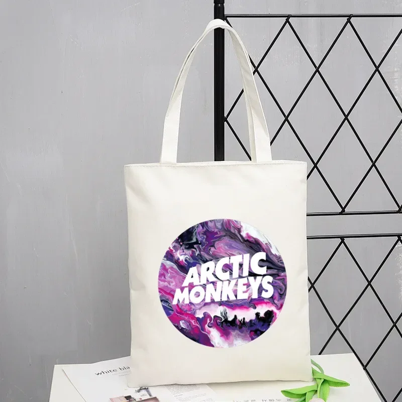 Arctic claces Sound Wave Rock Band Shopping Bag Eco Canvas Shopper Bolsas De Tela Bag Shoping Sacolas riutilizzabili