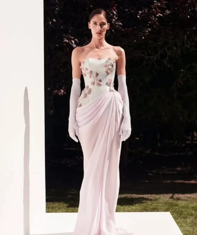 Alta calidad, personalizado, hasta el suelo, arrugado, escote en forma de corazón, rosa, sin mangas, flor, corte en A, con cuentas, Kleider Damen, elegante, فسات